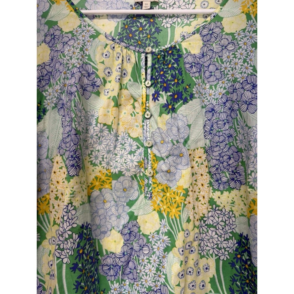 Talbots Plus Blouse Band Collar Popover Cluster Garden Floral Lightweight Top 3X - Picture 7 of 16